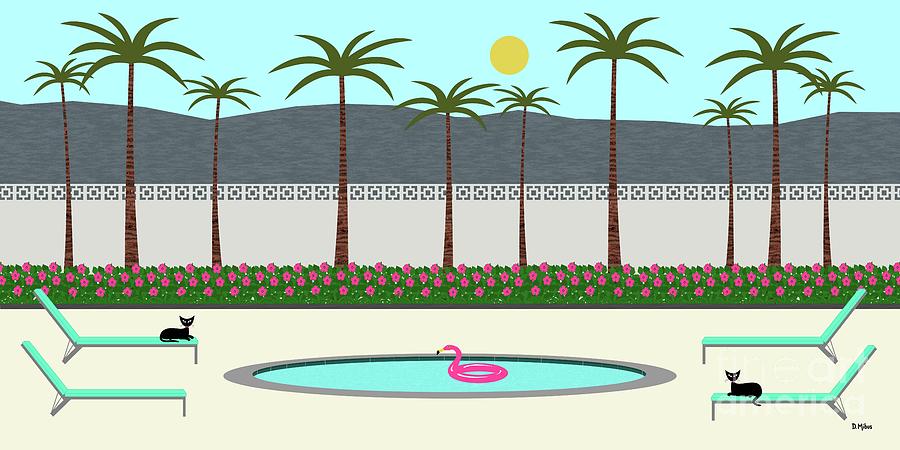 Palm Springs Backyard Pool Scene Digital Art by Donna Mibus
