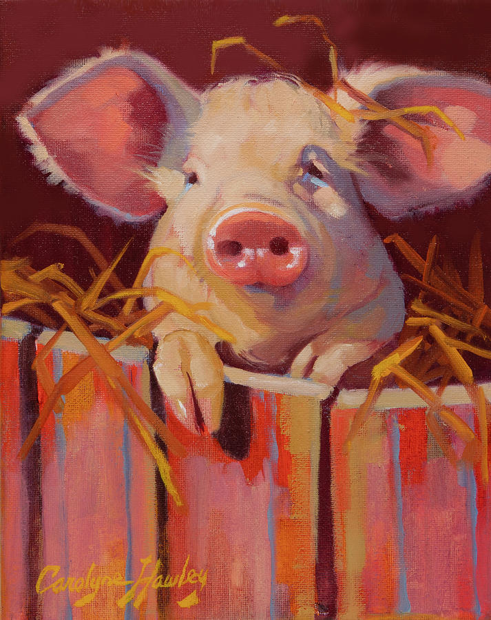 Palm Springs I Love You Pig Painting by Carolyne Hawley