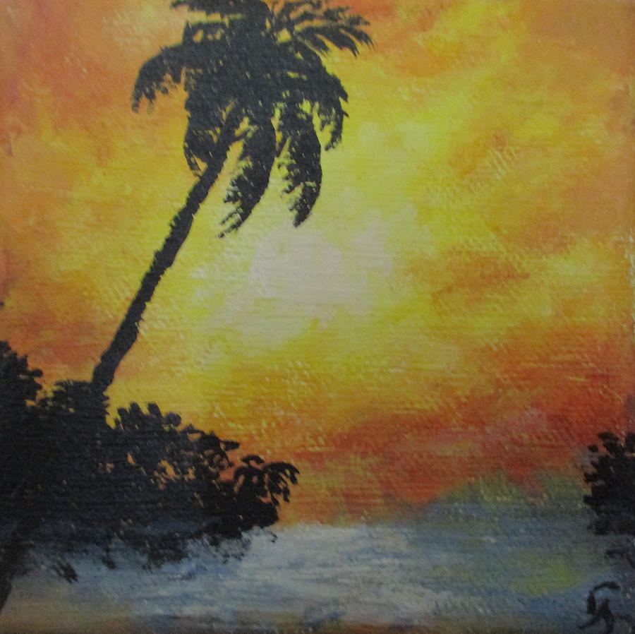 Palm Sunset Painting by Jen Shearer