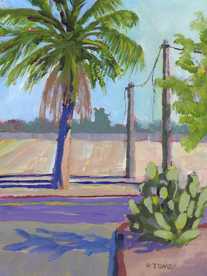 Palm Tree Across the Road Painting by Bill Tomsa