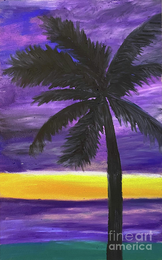 Palm Tree at Sunset Pastel by Lisa Neuman