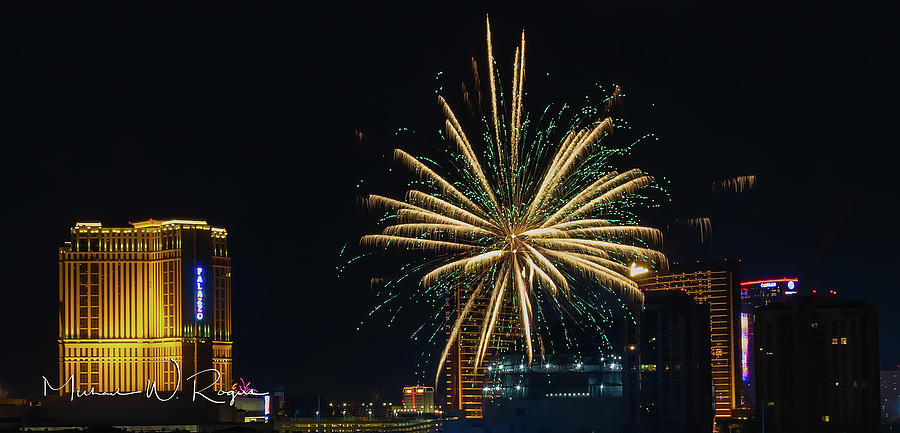 Palm Tree Fireworks Las Vegas Photograph by Michael W Rogers