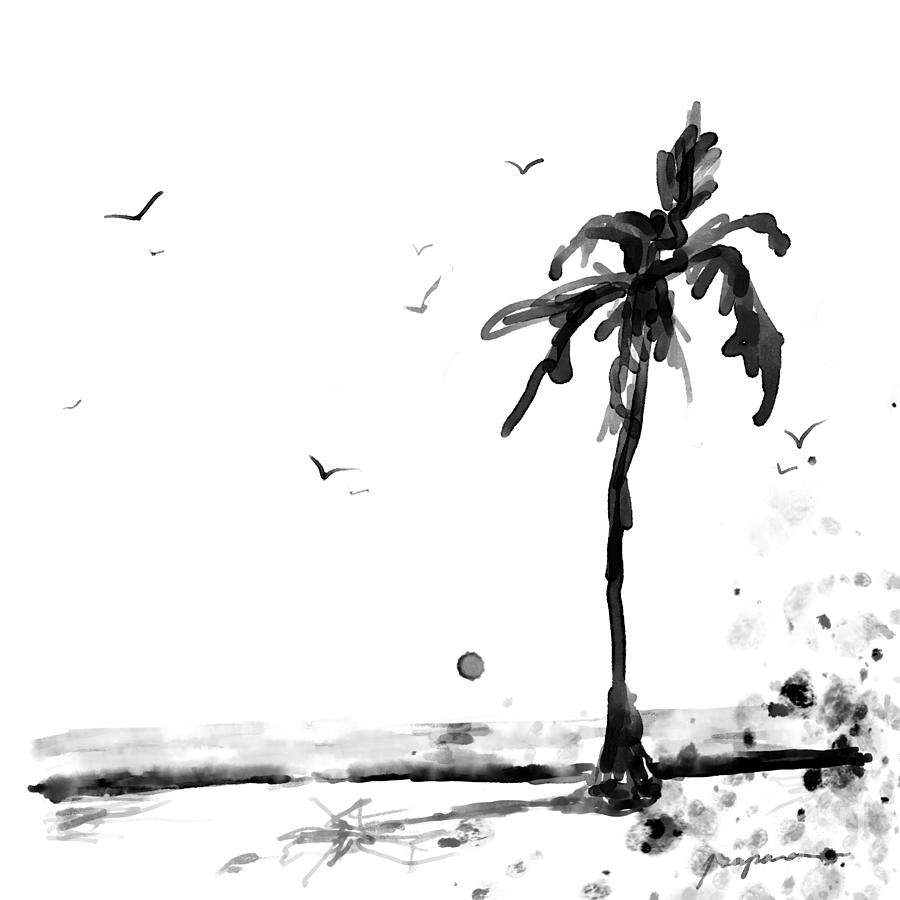Palm Tree Ink Art Drawing by Patricia Awapara
