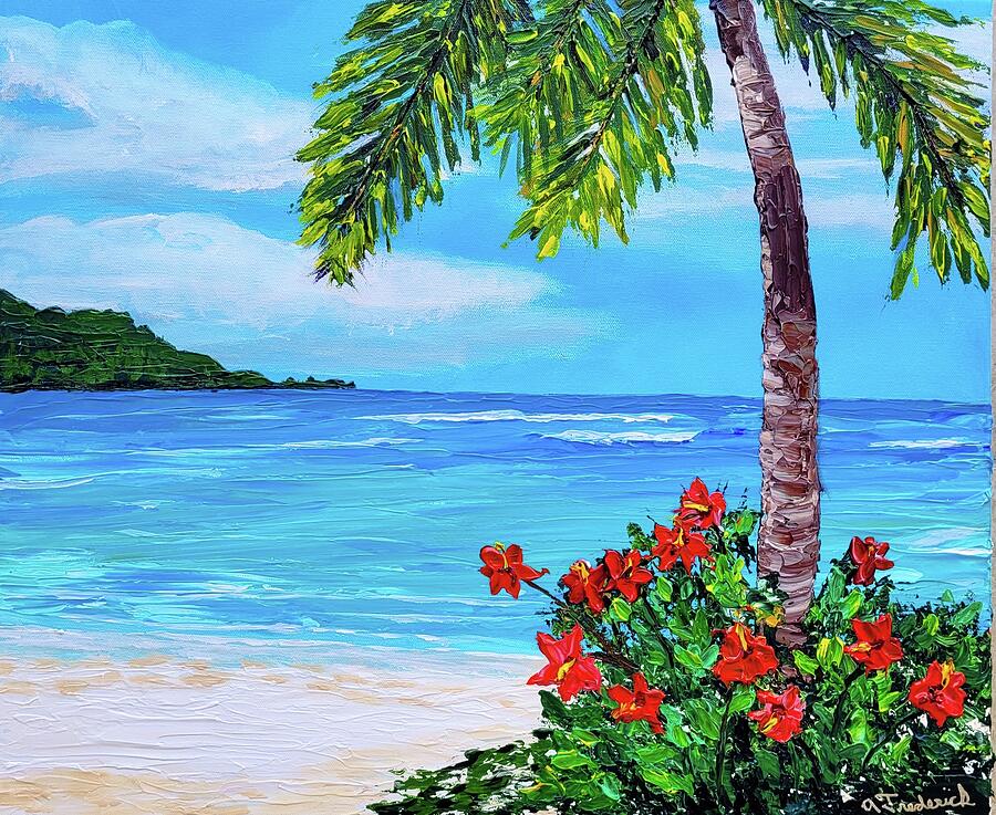Palm Tree Paradise  Painting by Ann Frederick