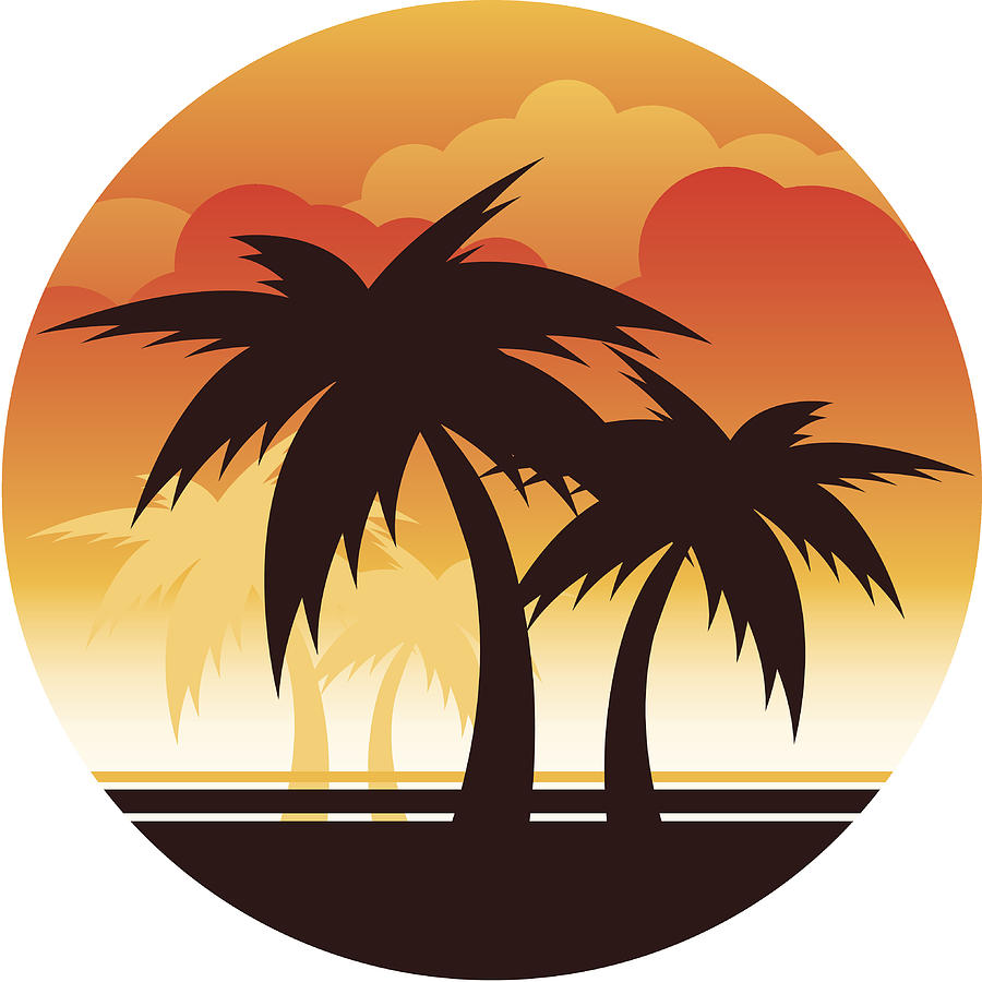 Palm Tree Sunset Drawing by Appleuzr
