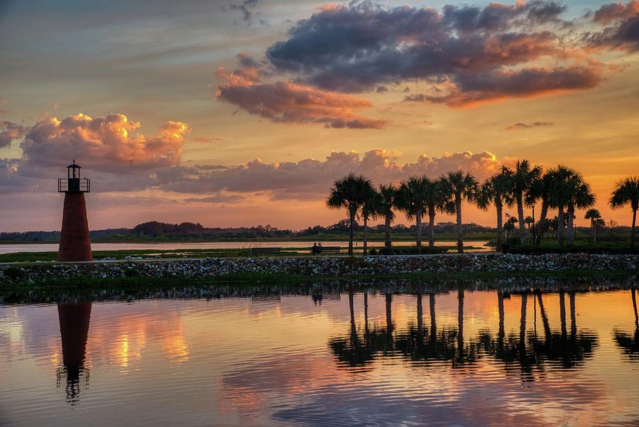 Palm Trees and Lighthouse Photograph by Wayne Anders - Fine Art America