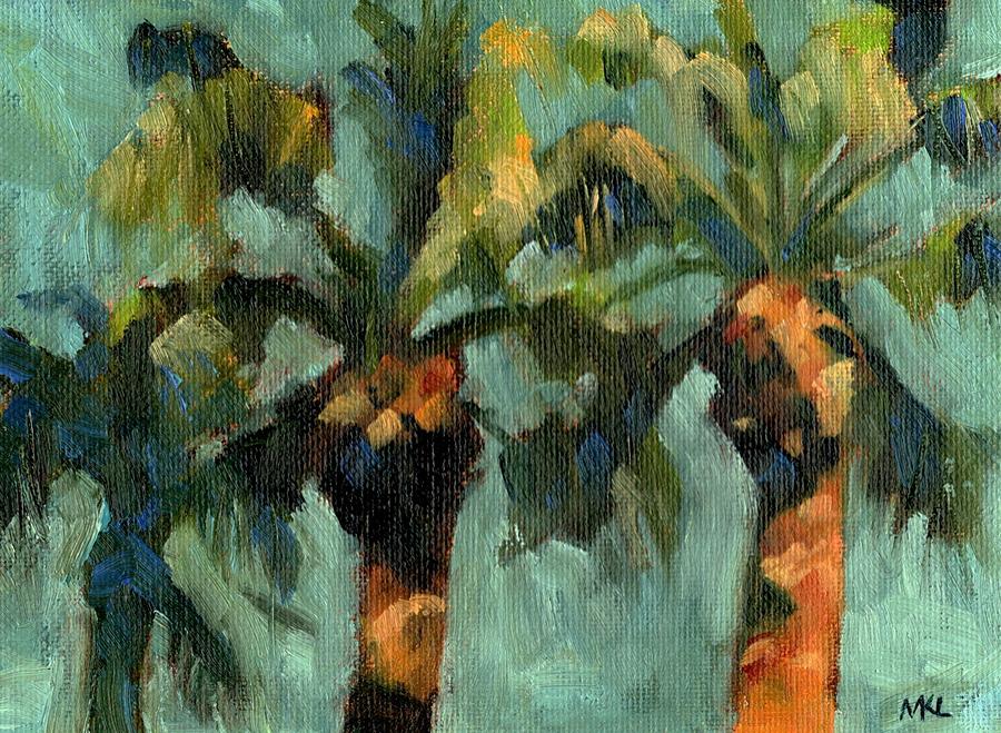 Palm Trees at the Library Painting by Marlene Lee