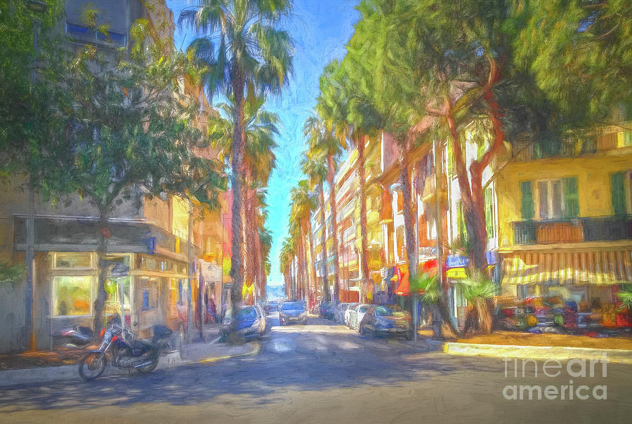 Palm Trees On Street In Antibes, France, Impressionism Photograph by Liesl Walsh