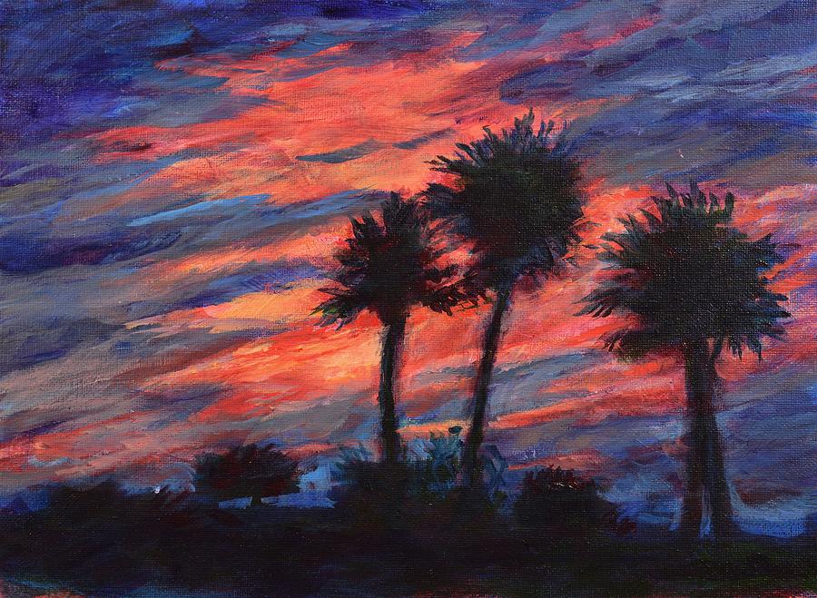 Palm Trees Silhouette Painting by David Dorrell