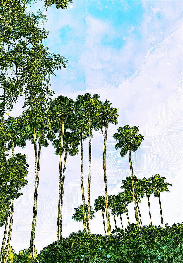 Palm Trees Standing Tall Mixed Media by Pamela Williams