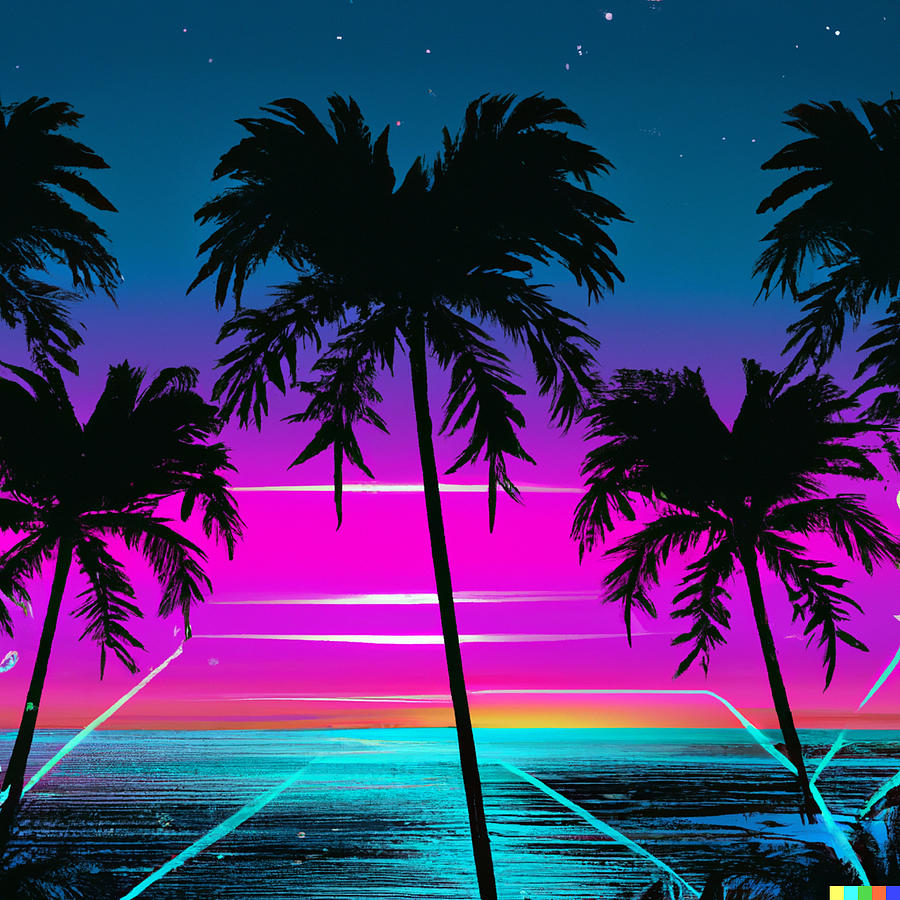 Palm Trees Vaporwave #5 Digital Art by AI X Art - Fine Art America