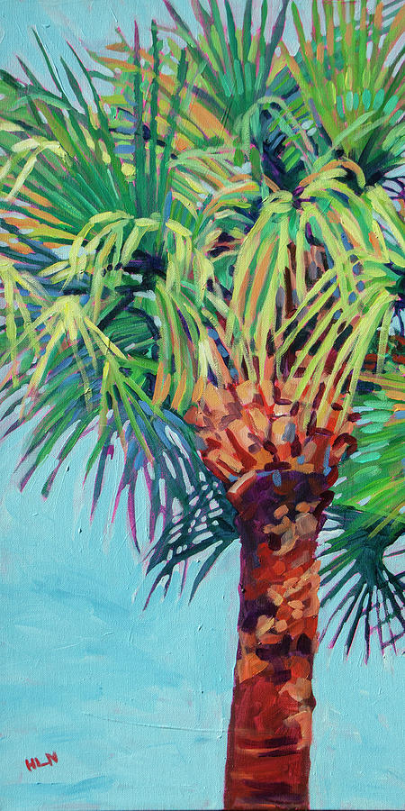 Palm Trio Triptych -Left Panel Painting by Heather Nagy