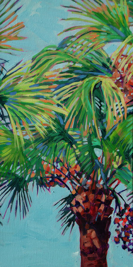 Palm Trio Triptych -Middle Panel Painting by Heather Nagy