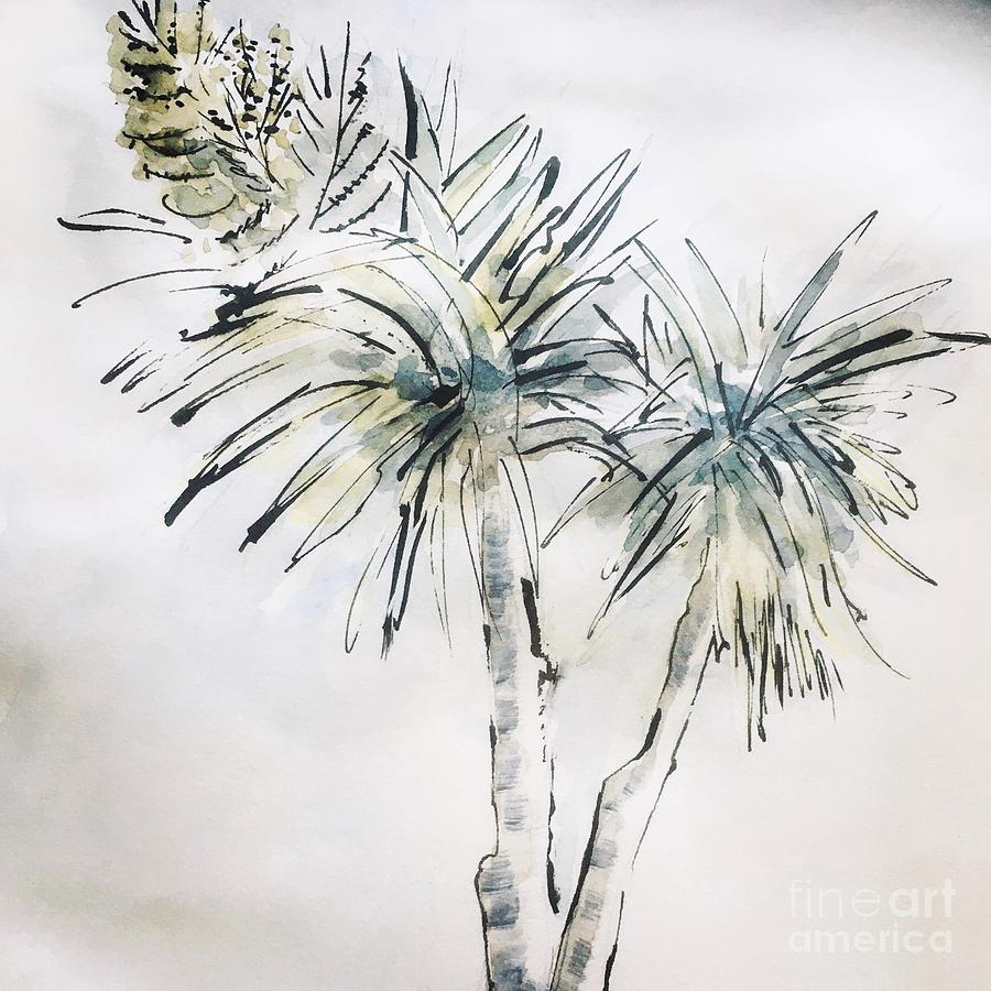 Palm Tree in Flower Painting by Maxie Absell