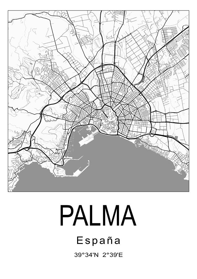 Palma City Map 001 Digital Art By Dandi Studio Pixels   Palma City Map 001 Dandi Studio 