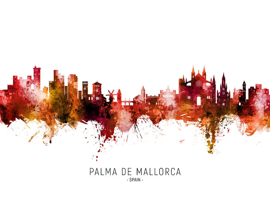 Palma de Mallorca Spain Skyline #25 Digital Art by Michael Tompsett