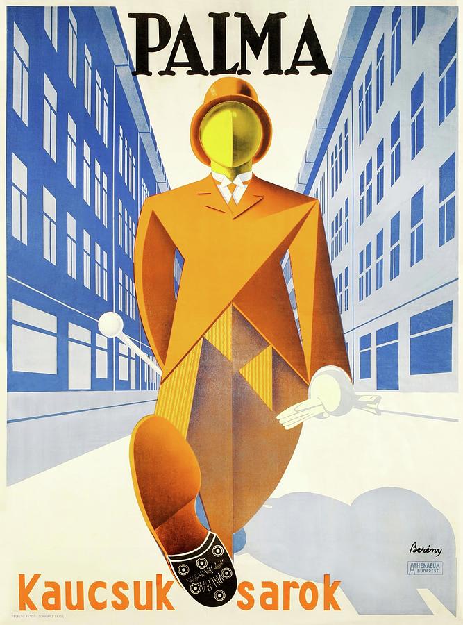 Palma - Kaucsuk sarok - vintage shoe advertisement poster  Painting by Bereny Robert