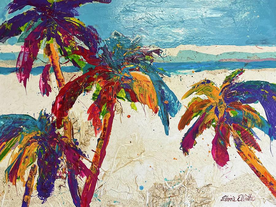 Palmas en La Playa Painting by Elaine Elliott