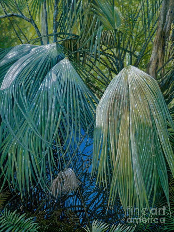 Sunlit Palmetto Fronds Painting by Danielle Perry