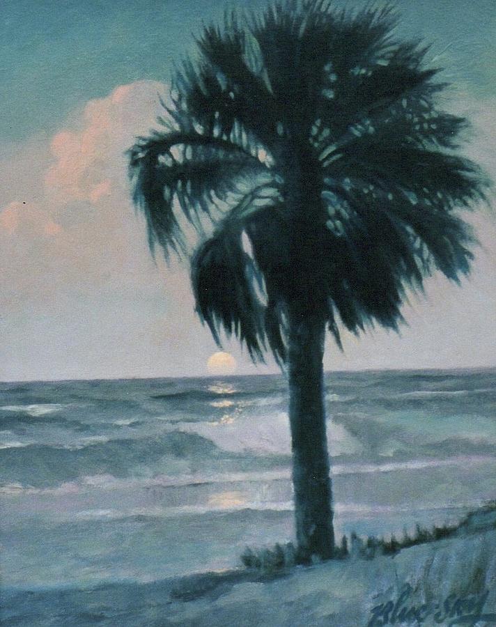 Palmetto Tree Painting by Blue  Sky