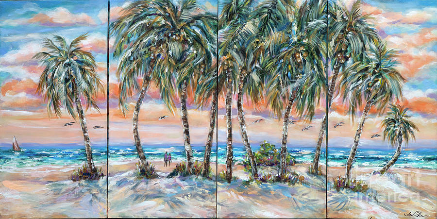 Palms Along the Shore Painting by Linda Olsen