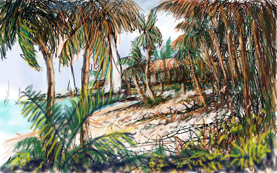 Palms galor  Painting by Larry Palmer
