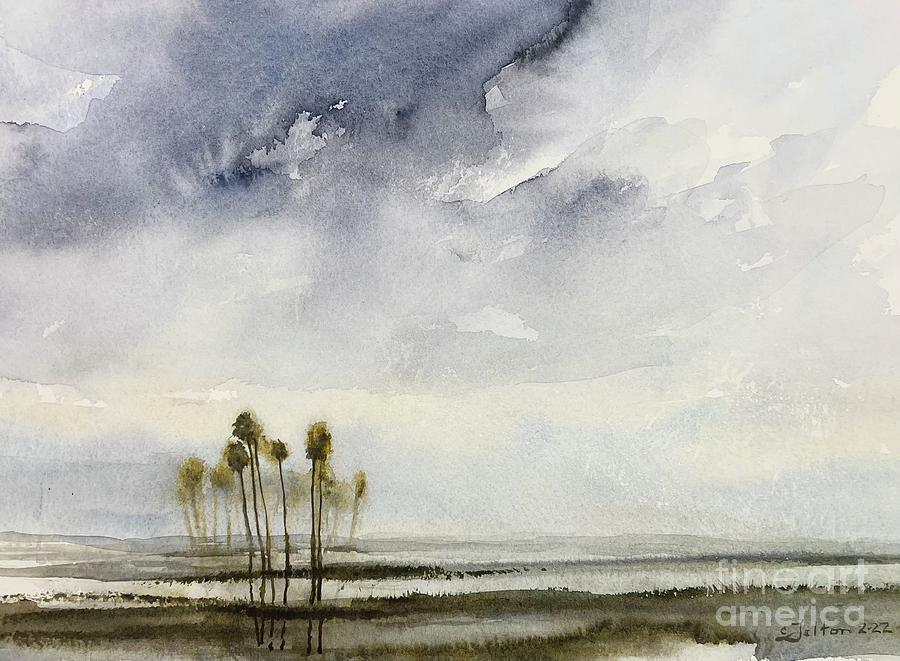 Palms in the Mist Painting by Julianne Felton