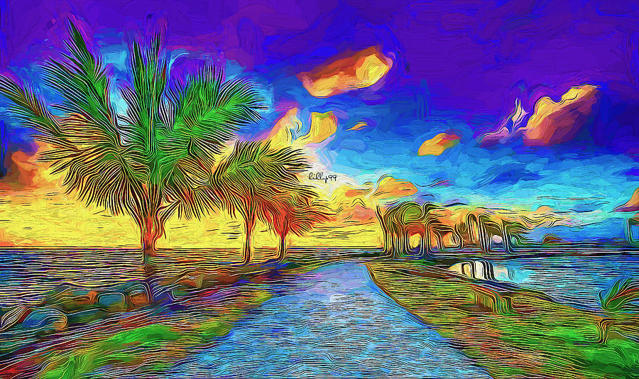 Palms road 3 Painting by Nenad Vasic