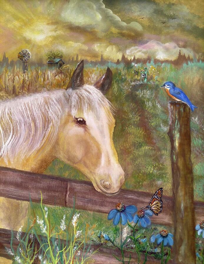 Palomino Farm Horse Painting by Lynn Raizel Lane