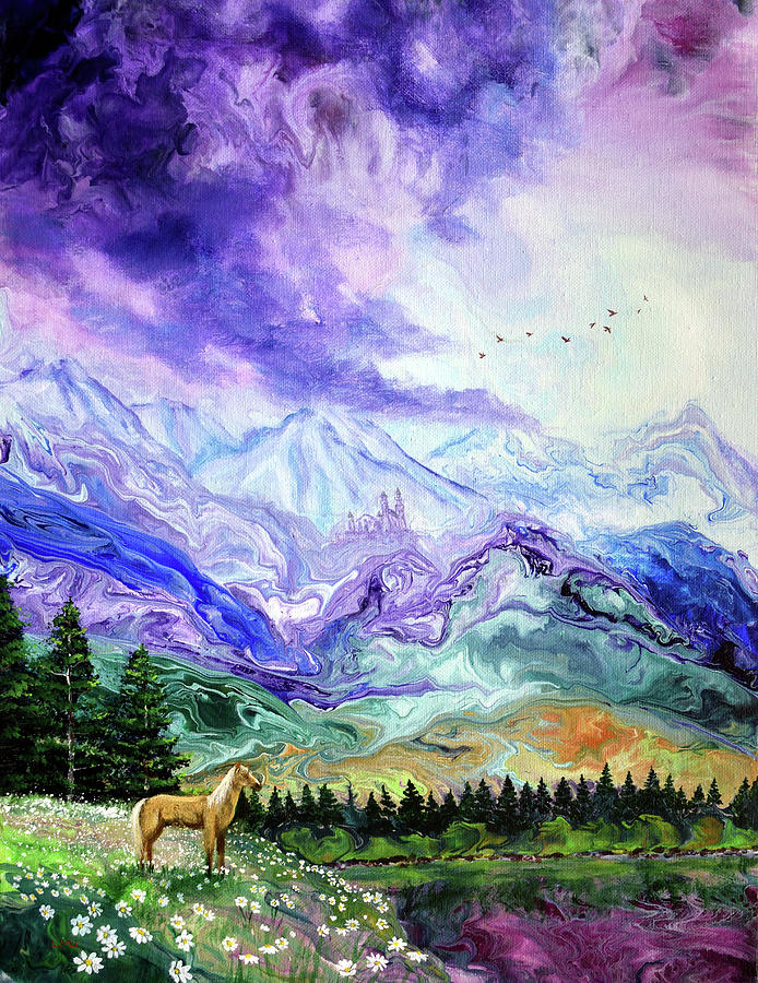 Palomino Horse in a Distant Land Painting by Laura Iverson