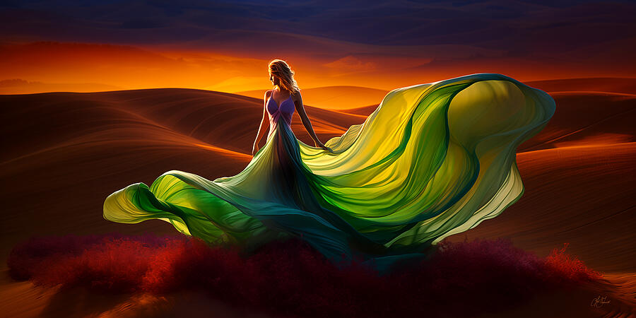 Palouse Dress at Sunset 1 Digital Art by Lori Grimmett