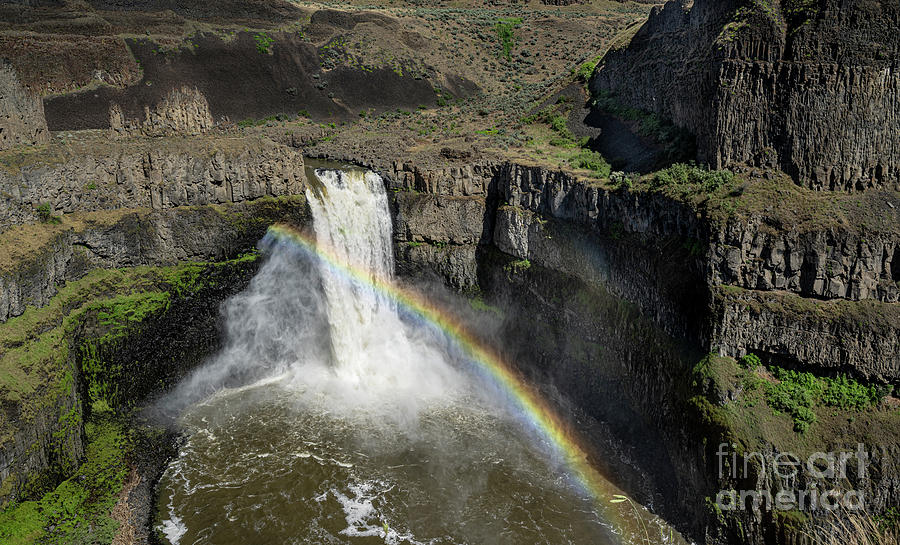 Palouse Falls Rainbow Photograph by Sandra Bronstein