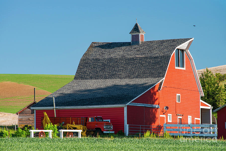 Palouse Red Barn and Farm Truck Photograph by Bob Phillips