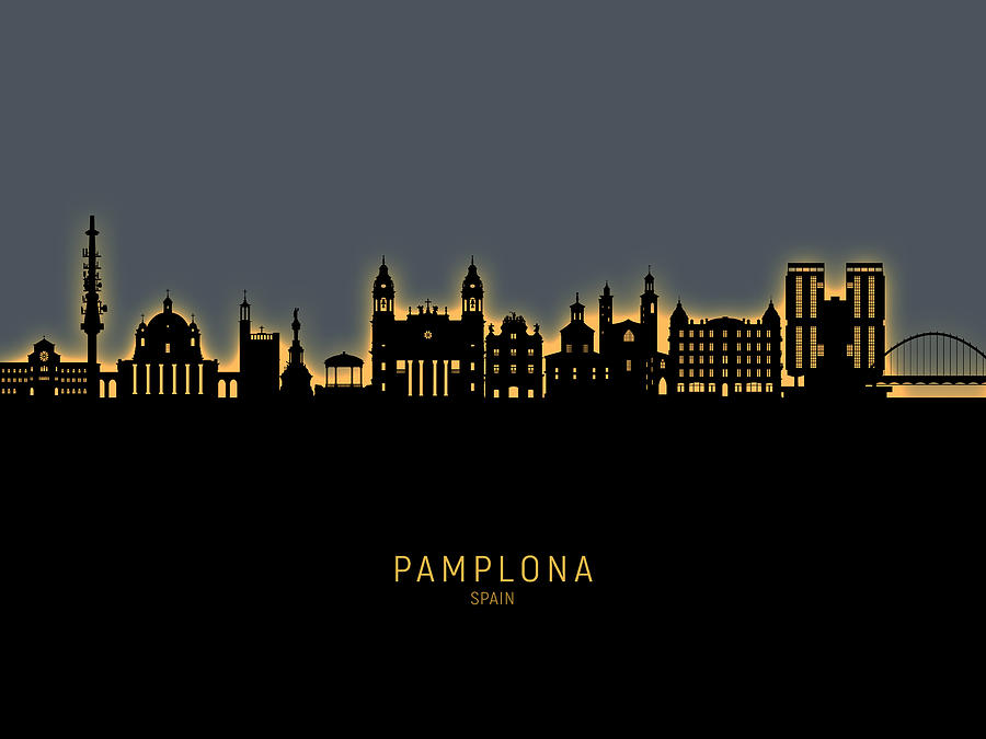 Pamplona Spain Skyline #02 Digital Art by Michael Tompsett