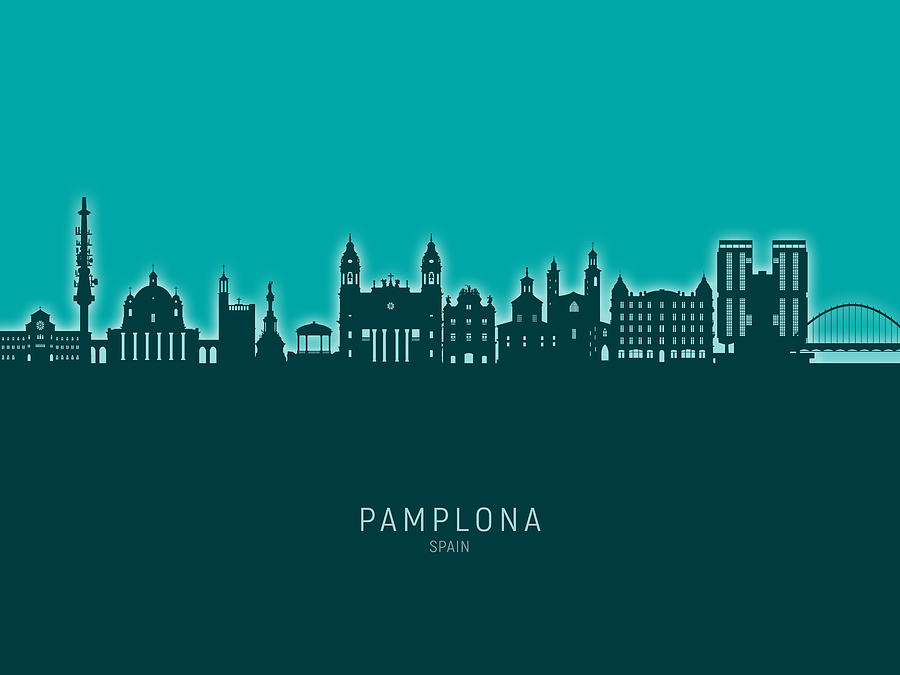 Pamplona Spain Skyline #04 Digital Art by Michael Tompsett