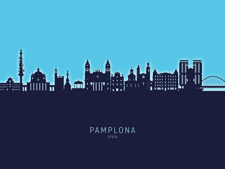 Pamplona Spain Skyline #05 Digital Art by Michael Tompsett