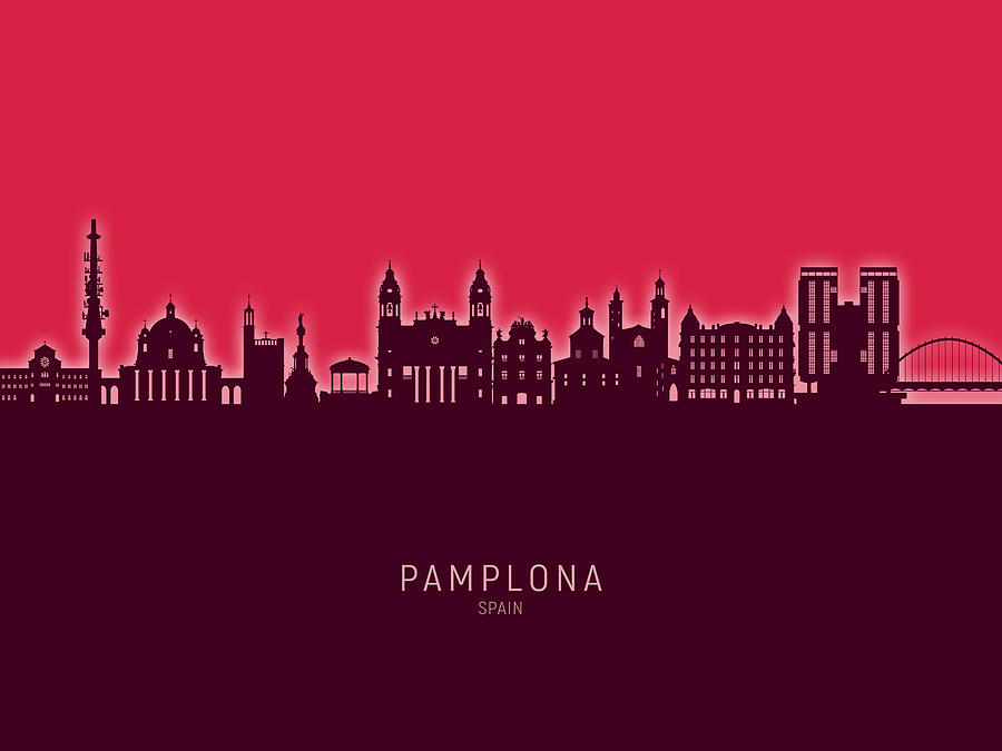 Pamplona Spain Skyline #08 Digital Art by Michael Tompsett