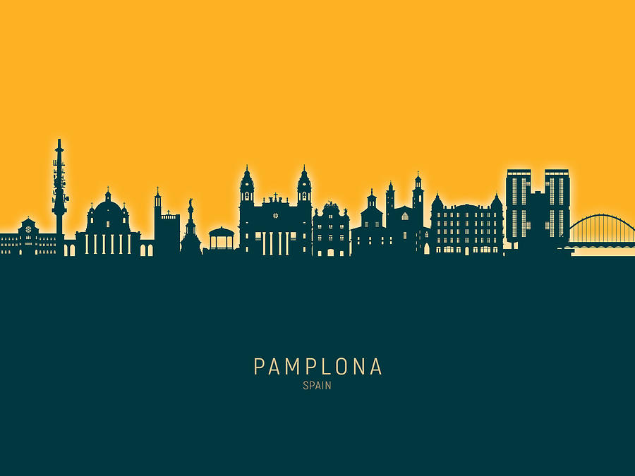 Pamplona Spain Skyline #09 Digital Art by Michael Tompsett
