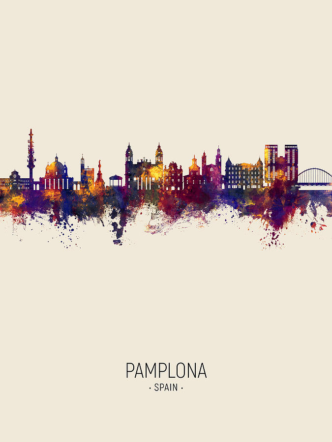 Pamplona Spain Skyline #12 Digital Art by Michael Tompsett