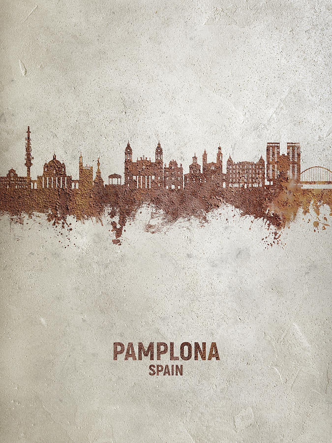 Pamplona Spain Skyline #27 Digital Art by Michael Tompsett