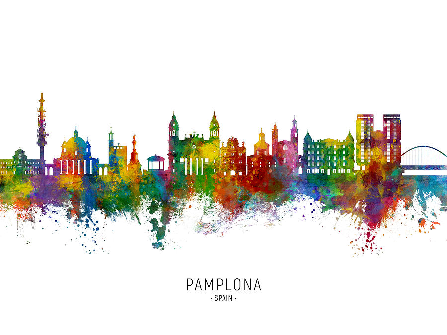 Pamplona Spain Skyline #89 Digital Art by Michael Tompsett
