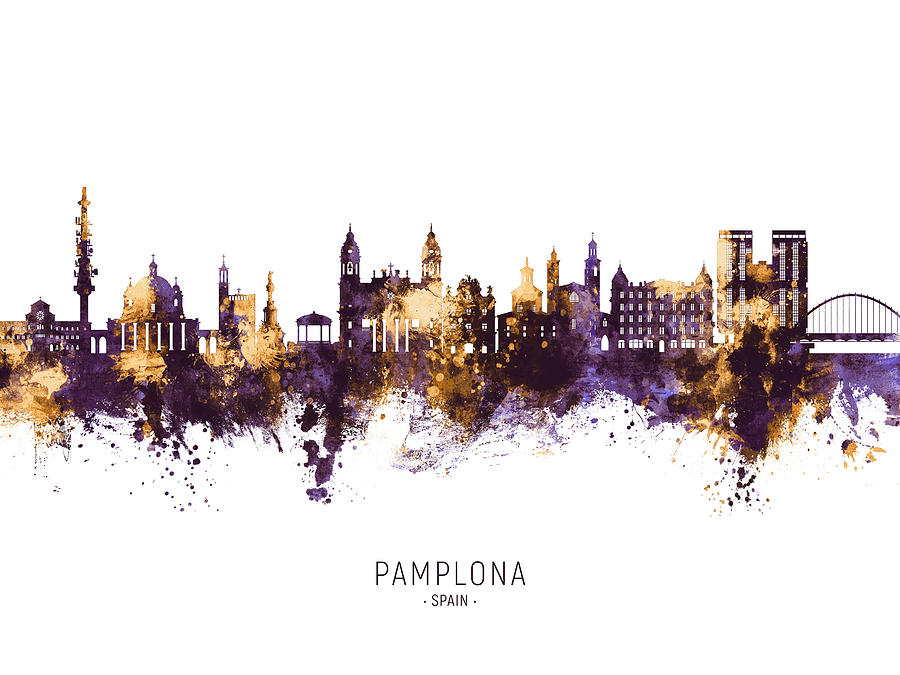 Pamplona Spain Skyline #91 Digital Art by Michael Tompsett