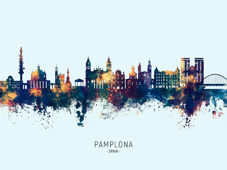 Pamplona Spain Skyline #92 Digital Art by Michael Tompsett