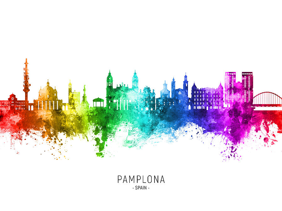 Pamplona Spain Skyline #93 Digital Art by Michael Tompsett
