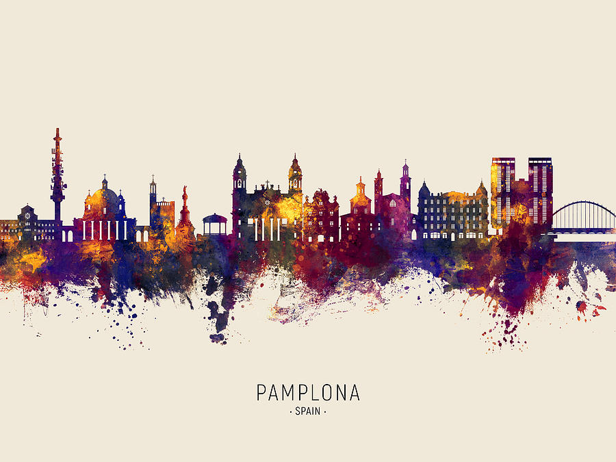 Pamplona Spain Skyline #94 Digital Art by Michael Tompsett