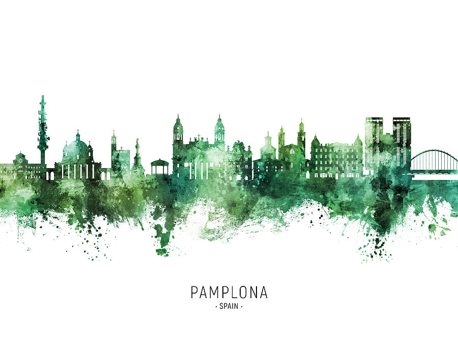 Pamplona Spain Skyline #96 Digital Art by Michael Tompsett