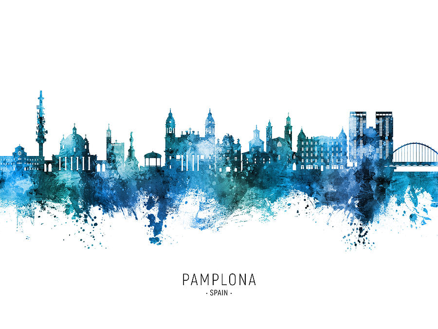 Pamplona Spain Skyline #98 Digital Art by Michael Tompsett