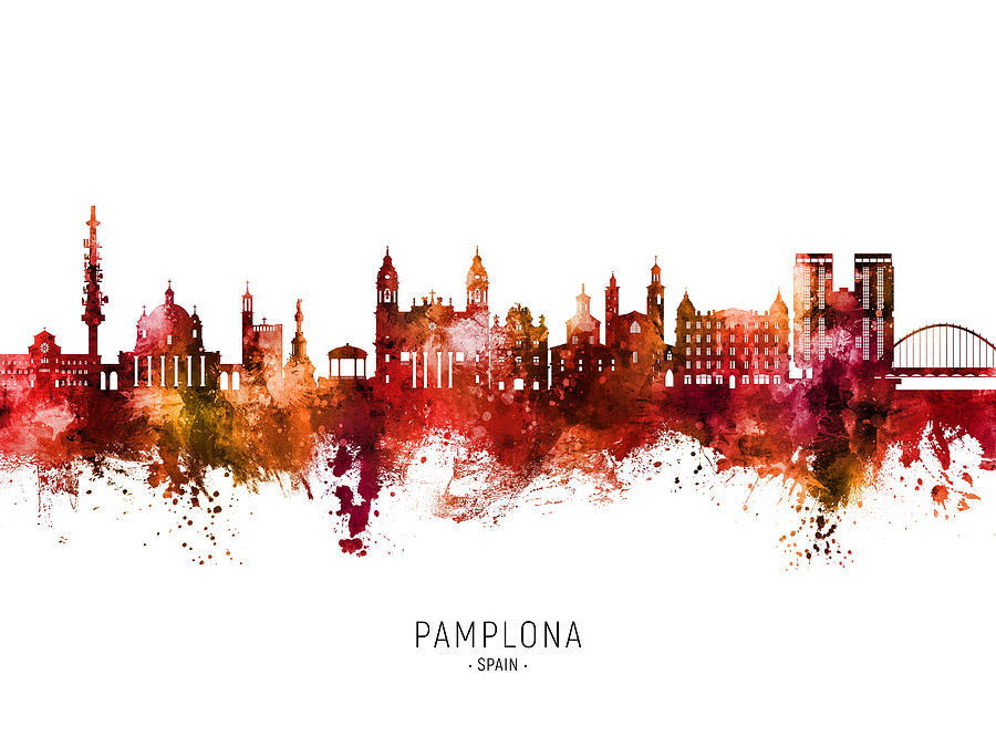 Pamplona Spain Skyline #99 Digital Art by Michael Tompsett