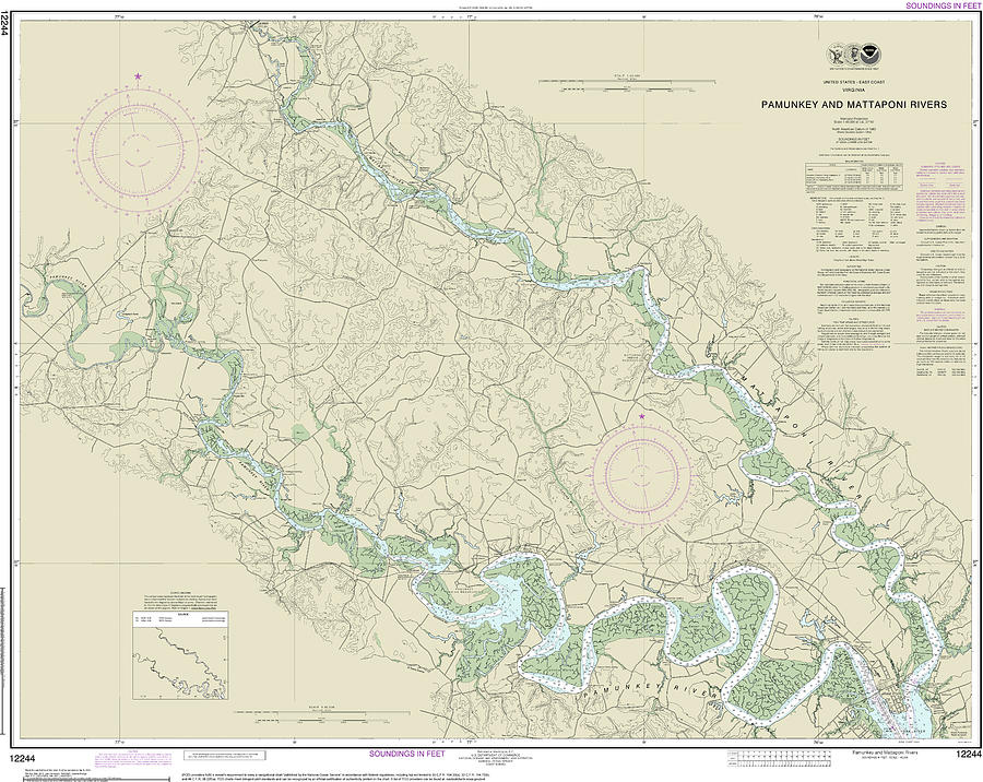 Pamunkey and Mattaponi Rivers Nautical Chart 12244 Digital Art by John ...