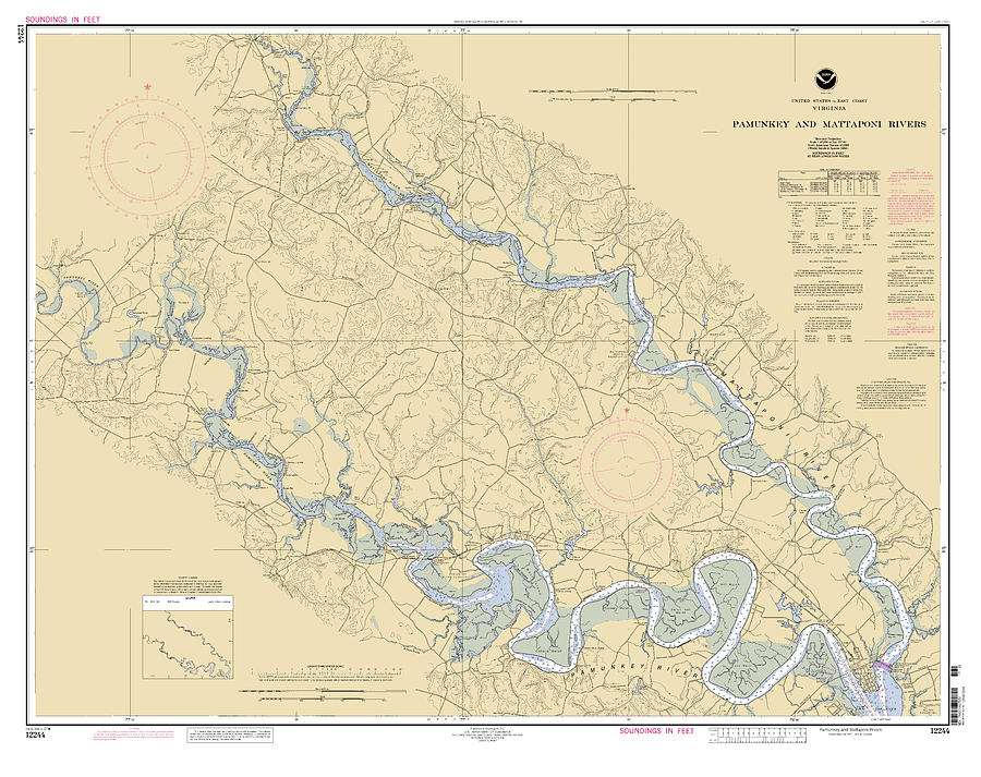 Pamunkey and Mattaponi Rivers, NOAA Chart 12244 Digital Art by Nautical Chartworks